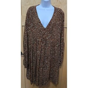 Cotton:On Womens Leopard Print V-Neck Long Sleeve Tunic Top Size 20 USA